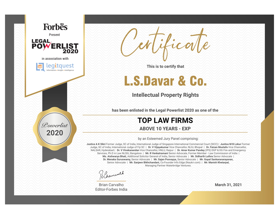 Top Law Firm of India in IP